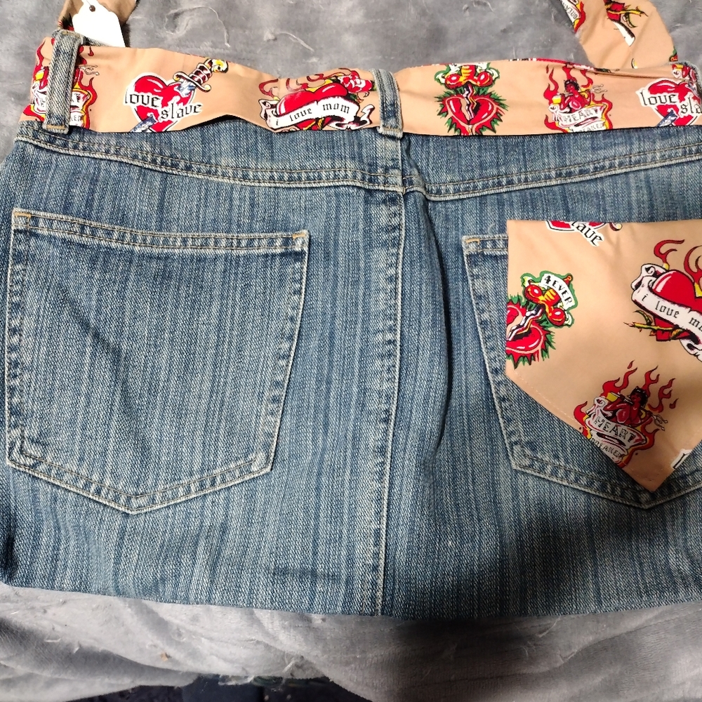 Handmade Jean Purse/ Beach Bag/ Tattoo Print with Mom/ Great for Beach! - Picture 3 of 4